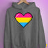Pansexual Pride 8-Bit Pixel Heart Hoodie - Grey Heather